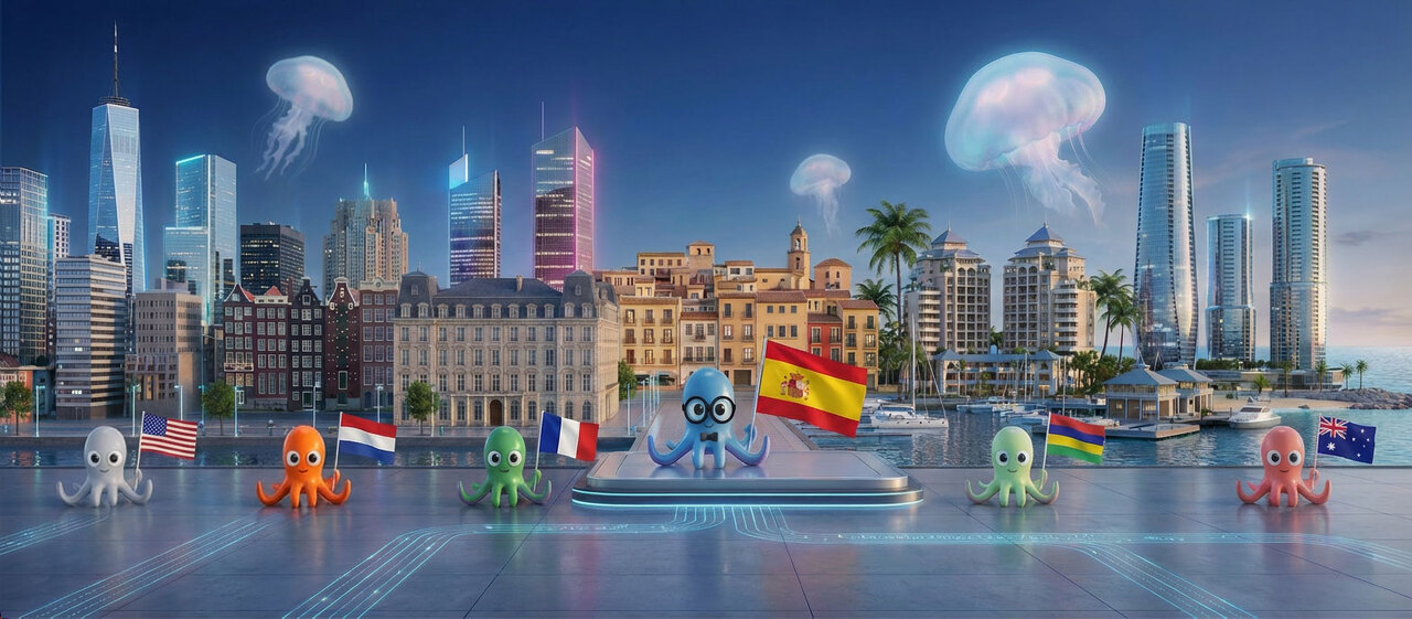 Vurbis Location Flags - USA - The Netherlands - Spain - Mauritius - Australia